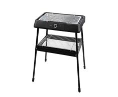 Jata JEBQ1001 Barbacoa eléctrica, Sobremesa o con Patas, Sin humos ni olores, Superficie 400 x 230 mm, 2200 W, Parrilla 2 alturas, Bandeja Acero Inoxidable, Desmontable, Negro