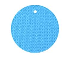 Almohadilla de Silicona Resistente al Calor de Panal, Juego de manteles de Forma Redonda, Adecuado para Oficina, encimeras de Cocina, ollas y vajilla de Alta Temperatura (Azul)