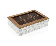 Caja de Té Cozy Corazones Madera (17 x 7 x 24 cm)