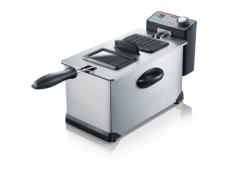 Severin FR 2431 Freidora, Capacidad 3 L, Cantidad de Fritura 400 g, 2.000 W, 2000 W, 3 litros, Acero inoxidable/Negro