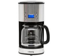 H.Koenig Cafetera de Goteo Programable, 12 Tazas, 1.5 Litro, 1000 W, Jarra de Vidrio, Gris, Acero Inoxidable MG30, 1.8 Liters