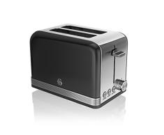Swan 2 Slice Toaster ST19010-Negro Tostador Retro, 815 W, Acero Inoxidable, Negro