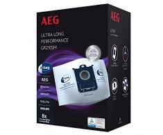 AEG GR210SM s-Bag Ultra Long Performance MegaPack aspiradora (8 Bolsas sintéticas XXL, 1 Filtro de Motor, 1 microfiltración óptima y Poder de succión, Cierre higiénico, 5 L), Color Blanco, 5 litros