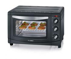 SEVERIN TO 9560 Tostador, Incl. Piedra para Pizza, Rejilla Grill y Bandeja de Horno, 1.500 W, 20 L, 1500 W, Chapa de Acero, Plateado/Negro