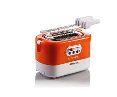 Ariete 159 Toastime - Tostadora con 2 rebanadas con pinzas, cajón recogemigas Bianco/Arancione