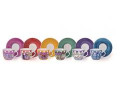 Excelsa 90 cl 6 Tazas de cafÃ© con Plato Shops, Porcelana, Multicolor