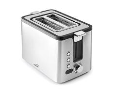 Lacor 69442 Smart, Tostador, Doble Ranura, 6 Niveles de Tostado, Incluye Rejilla, Bandeja Recogemigas, 3 Funciones, Pantalla LED, Libre BPA, 800W, Acero Inoxidable, INOX