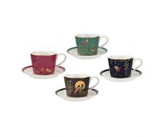 Sara Miller SMC79194-XG London Chelsea Collection-Juego de 4 Tazas de Espresso y platillos (118 ml), Porcelana
