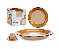 ARTE REGAL Llano en cerámica Color Gris, con Cenefa Azul Celeste. Ideal para Usar Frutas, Carne y Plato de Desayuno. Tamaño de 19 cm, Multicolor, No Aplica