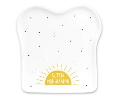 Grafik-Werkstatt Plato de tostadas con texto en alemán | Porcelana | Guten Morgäähn, 15,5 x 14,5 centimeters, amarillo, blanco
