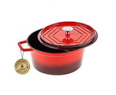 Laguiole - Olla de hierro fundido esmaltado redondo rojo 26 cm - 4,8 L