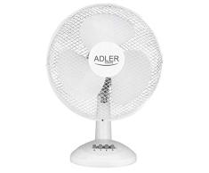 Adler AD7303 Ventilador de Mesa oscilante, Inclinable, 30 cm, 3 velocidades, blanco, 70W