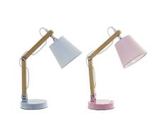 Lámpara de mesa DKD Home Decor Azul Rosa Metal Marrón Poliéster Pino (24 x 12 x 24.5 cm) (2 pcs)