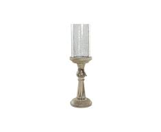 Candelabro Circular con Soporte DKD Home Decor Cristal Marrón Transparente Madera de mango (14 x 14 x 50 cm)