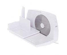 Adler AD4703 Cortafiambres Eléctrico Plegable, Loncheador Rebanador de Pan, Grosor de Corte Ajustable hasta 15mm, Protector de Dedos, Disco Corte de Acero Inoxidable 17 cm, 400W, Blanco