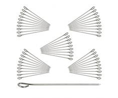 Relaxdays Juego Pinchos Barbacoa, Acero Inoxidable, Plata, 11 x 1,3 x 0,1 cm