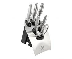 Rockingham Forge Bloque de Cuchillos, Juego de 7 Piezas, Cuchillos de Cocina y Tijeras, Plateado, RF-230/7B