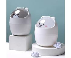 Cubo Con Tapa Cubo de Basura Para Escritorio,Suuwwn Mini Portátil Osito de Dibujos Animados Cubo de Basura de Mesa Basura de Cubo Voltear Retirable Caja de Almacenamiento Para Cosméticos Baño