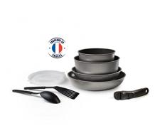 Batería de cocina 9 piezas gris aluminio inducción. Fabricado en Francia