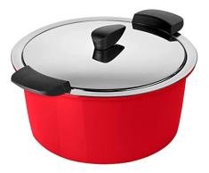 Kuhn Rikon Cacerola Térmica Hotpan, Olla de Acero Inoxidable 18/10 con Tapa de Doble Pared, 2 L./ 18 cm Diametro, Apta para Inducción, Color Rojo