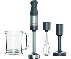 Kenwood HBM60.007GY - Mezclador de inmersión Triblade XL, 1000 W, con antipulverización, accesorios picadores, batidor de metal y triturador, vaso de plástico sin BPA, lavable en lavavajillas, gris