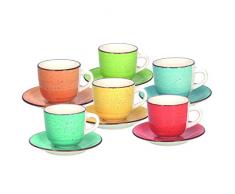Tognana LS18502M043 The con plato c250 Art & Pepper, Stoneware - Juego de 6 tazas