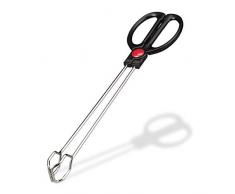 Relaxdays - 10022934 Pinzas de barbacoa, alimentos, Contactar & servir, mango ergonómico, hierro, PP, 35 cm de largo, plata/negro