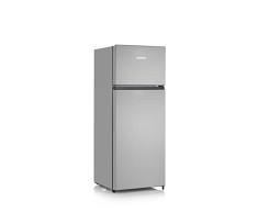 Severin DT 8761 Frigorífico Combinado de Dos Puerta, Capacidad 206 L (165/41), Clase Energética E, Iluminación LED, Silencioso - 40 dB, Almacenamiento Óptimo de Frutas y Verduras, Plata