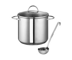 Ultranatura cocinando olla para Ambiente mesa de fuego, incl. cazo y tapa, también adecuada como olla XXL para la cocina, para mantener el calor y hervir, 8,6 l de capacidad, Plateada