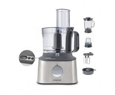 Kenwood Multipro Compact Procesador Robot de Cocina, Bol de 1,2L, Batidora de Vaso de 1,2L, Gancho para Amasar, Varillas, Discos para Cortar y Rallar, Molinillo de Especias, 800 W, FDM313S, Plata