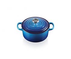 Le Creuset Cocotte redonda de hierro fundido, 20 cm, 2, 4 L, Todas Las Fuentes de Calor incluso inducción, Azure, 21177202202430