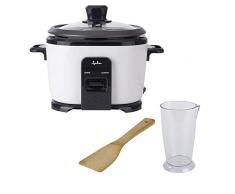 Jata AR394 - Arrocera con capacidad de 1 litro. Función de mantenimiento de calor. Depósito de alumnio extraíble. Fácil limpieza. Incluye jarra medidora y espátula. 400 W de potencia.