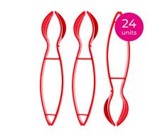 Koala Spain Pinzas de Hielo Multiusos (24 Unidades), Pinza Grande o Pequeña y Exprimidor, Plástico Rojo
