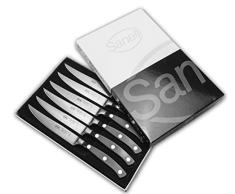 Sanelli 902906 Ergoforge - Juego de cuchillos para carne (6 piezas, borde suave), multicolor