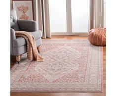 Safavieh Alfombra Rectangular contemporánea clásica, Trenzada, colección Kenitra, Rosa/Gris, 152 x 244 cm, poliéster