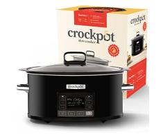 Crock-Pot TimeSelect Olla de cocción lenta Pantalla digital programable 5.6 Sartén extraíble apta para cocinas de gas y eléctricas que permite dorar carnes y verduras Negro [CSC093X]