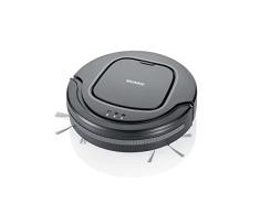 SEVERIN Robot aspirador chill®, potente aspirador portátil para suelos duros y alfombras de pelo corto, robot inteligente extraplano con detector de peldaños, gris platino, RB 7023