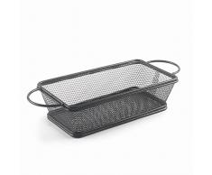 Lacor - 61154 - Cesta para Servir Aperitivos Black, Cesta Rectangular, Cesta para Patatas Fritas, Cesta Acero Inoxidable, No válido para freir, 21x11x6 cm, Acabado Negro Mate
