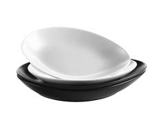 Mäser Juego de platos de cerámica, color blanco y negro