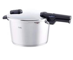 Fissler vitaquick black / Olla a presión (8 litros, à 26 cm) con cestillo perforado y trÃpode, acero inoxidable, 2 niveles de cocción, adecuado para la inducción