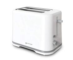 Grunkel - Tostadora de pan de Doble ranura - TSB-EASYTOAST - Con Control electrónico de tostado de 6 niveles. Especial pan de molde, bandeja recogemigas y recogecable - 870W - Blanco