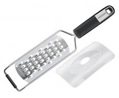 Fackelmann SENSE - Rallador de mano (30 cm, acero inoxidable, mango ergonómico Soft Touch, escofina con protector de hoja y superficie antideslizante, 1 unidad), color plateado y negro
