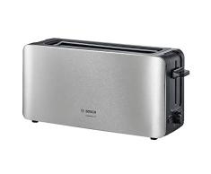 Bosch TAT6A803 Tostador compacto, centrado automático del pan, función descongelación, 1.090 W, acero inoxidable/negro