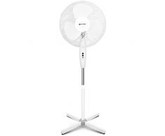 Grunkel - Ventilador de pie de 16 con 3 velocidades y altura regulable - FAN-G165X - Base en forma de aspa de 62cm de diámetro y 3 aspas semitransparentes - 50W - Blanco