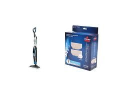 Bissell Mopa a Vapor, 1600 W, 0.56 litros, Aluminum, Azul, Titanio + 1016E Gamuzas de Limpieza y Discos Perfumados Poder fresco