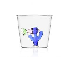 Ichendorf 9352055 Vaso con Pescado Rosa/Algas Azules, Cristal