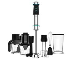 Cecotec Batidora de mano Power TitanBlack 1200 TotalMix. Potencia 1200 W, Cuchillas de 4 hojas con recubrimiento titanio negro, pie XL, Campana antisalpicaduras, Velocidad ajustable, Función Turbo