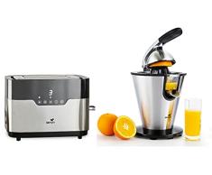 Senya Acero Inoxidable Smart Toaster con 2 Ranuras Grandes + Exprimidor Eléctrico Vitamin Ready Set de desayuno