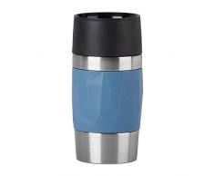 Emsa N21602 Travel Mug - Termo compacto de acero inoxidable, 0,3 litros, 3 horas calientes, 6 horas frías, 100 % hermético, antigoteo, apto para lavavajillas, apertura para beber de 360°, color azul