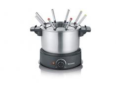 Severin - Fondue con Olla de Acero Inoxidable extraíble Apta para lavavajillas, 1.5 W, 1.4 litros, Plástico/Acero Inoxidable, Negro FO 2470